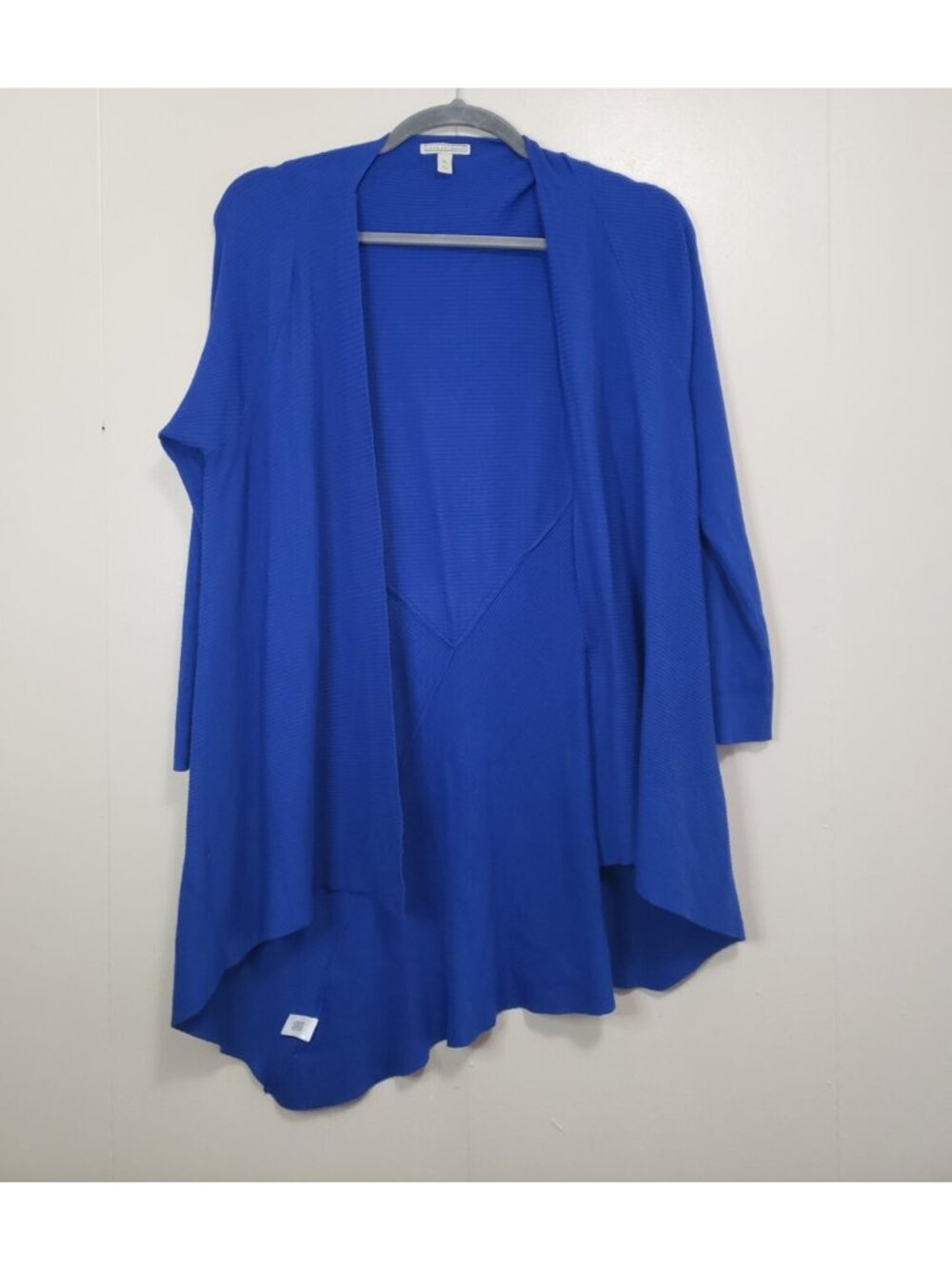 Dana Buchman Womens XL Cardigan Bright Blue Open Front Stretchy Ribbed Office